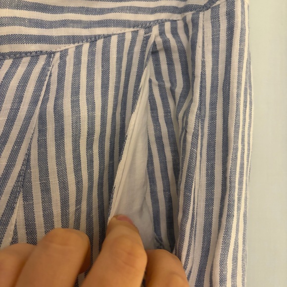 Tahari Striped Blue and White Women’s Wide Leg Linen Pants, size 10 - Picture 3 of 7